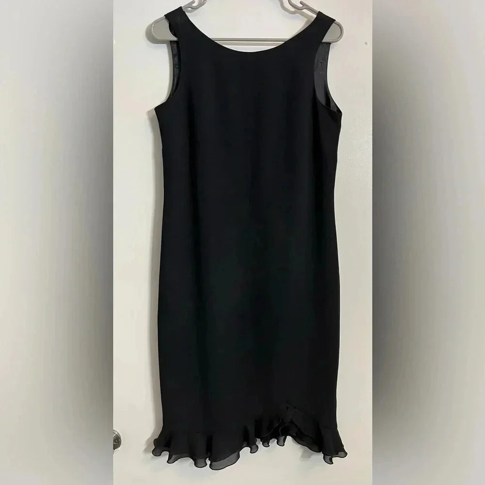 AGB Formal Sheer Cocktail Black Dress Women's size 6 V Neck Sleeveless